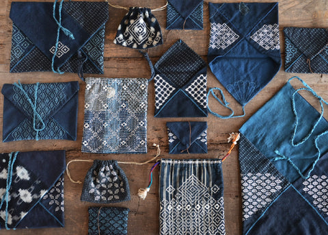 Sashiko Drawstring Bag [Small] : B
