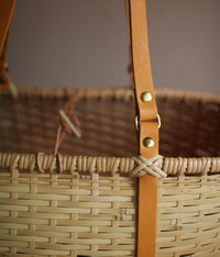 Bamboo Basket Round Tote - Tanned Handle