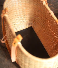 Bamboo Basket Round Tote - Tanned Handle