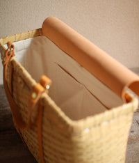 Bamboo Basket Square Tote - Tanned Handles