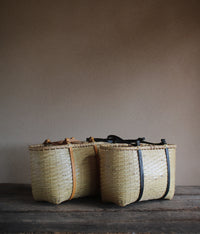 Bamboo Basket Round Tote - Tanned Handle