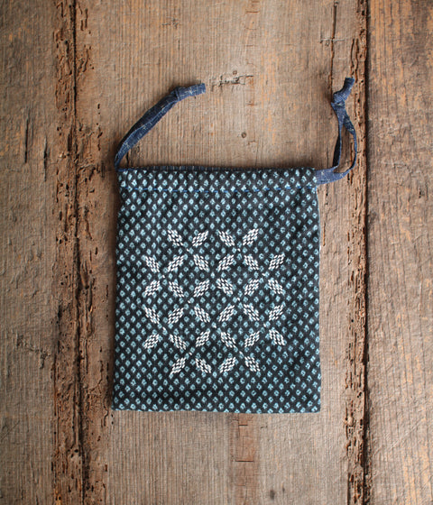 Sashiko Drawstring Bag [Medium] : B - sold out