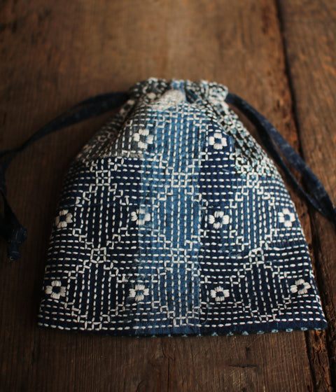 Sashiko Drawstring Bag [Medium] : B - sold out