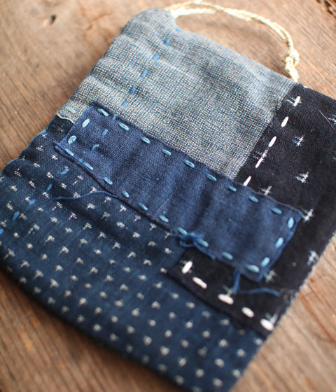 Sashiko Drawstring Bag [Small] : B