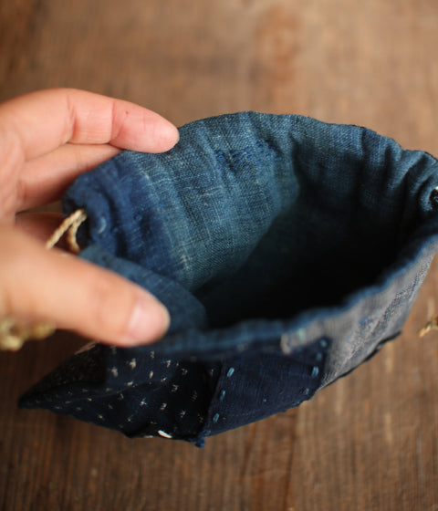 Sashiko Drawstring Bag [Small] : B