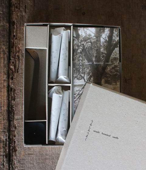 Urushi Botanical Candle Set (with candle holder + snuffer)