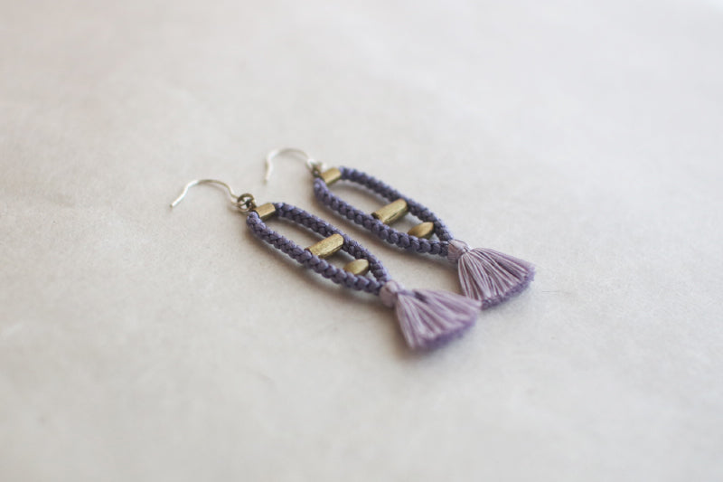 Kumihimo Earrings / Handmade Silk Braiding Jewelry by Noriko Yuki