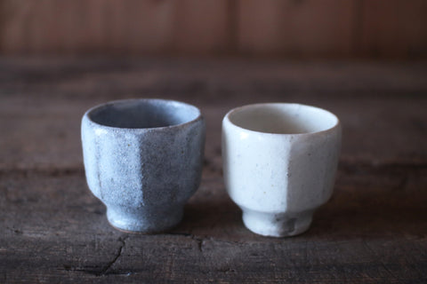 Light Grey Faceted Tumbler (Namako Glaze)