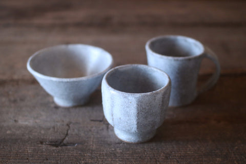 Light Grey Faceted Tumbler (Namako Glaze)