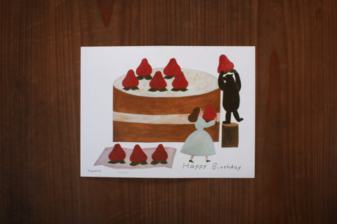 Strawberry Cake Embossed Birthday Card