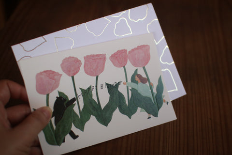 Tulips Embossed Birthday Card