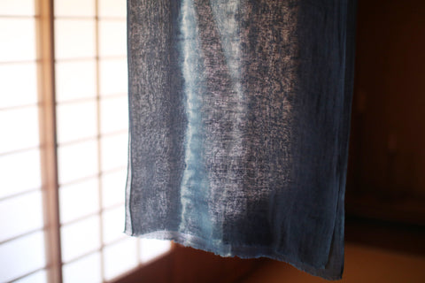 Aizome Natural Indigo Dyed Cotton Gauze Scarf