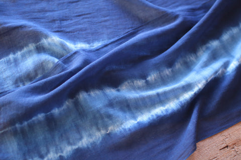 Aizome Natural Indigo Dyed Cotton Gauze Scarf