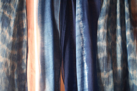 Aizome + Kakishibu Natural Indigo Dyed Cotton Gauze Scarf