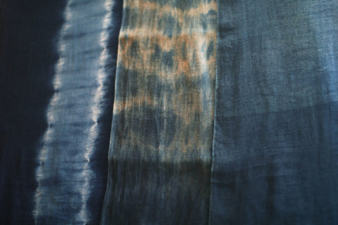 Aizome + Kakishibu Natural Indigo Dyed Cotton Gauze Scarf