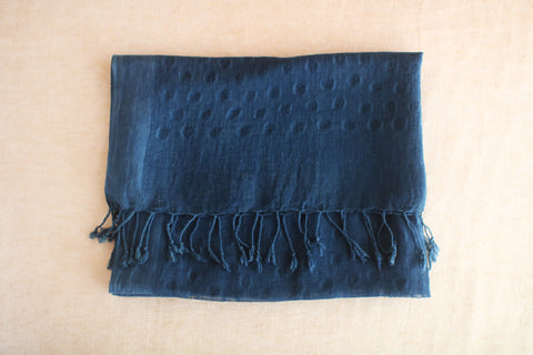 Silk–Cotton Scarf with Naturally Fermented Indigo Dye