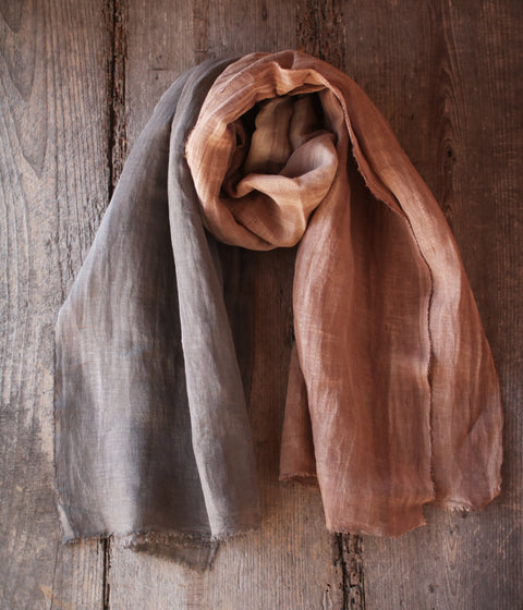 Persimmon Tannin Kakishibu Dyed Large Cotton Scarf