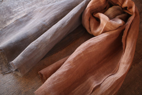 Persimmon Tannin Kakishibu Dyed Large Cotton Scarf
