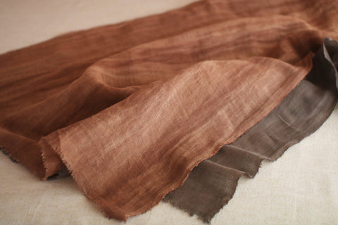 Persimmon Tannin Kakishibu Dyed Large Cotton Scarf