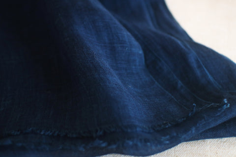 Linen Scarf with Naturally Fermented Indigo Dye
