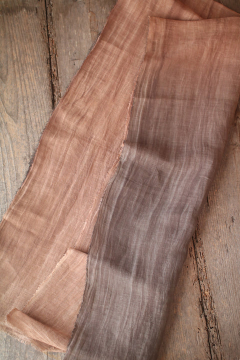 Persimmon Tannin Kakishibu Dyed Large Cotton Linen Scarf