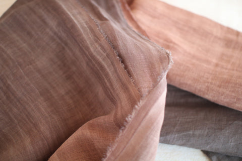 Persimmon Tannin Kakishibu Dyed Large Cotton Linen Scarf