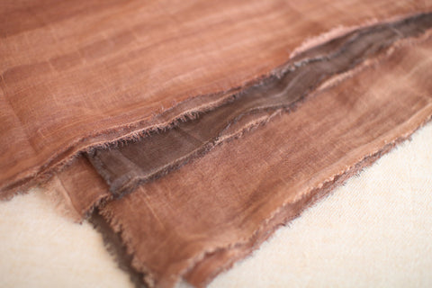 Persimmon Tannin Kakishibu Dyed Large Cotton Linen Scarf