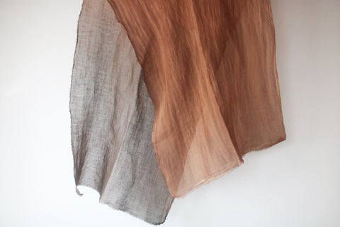 Persimmon Tannin Kakishibu Dyed Large Cotton Linen Scarf