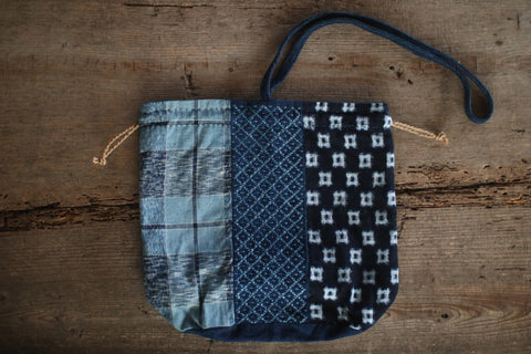 Patchwork Drawstring Shoulder Bag [A]