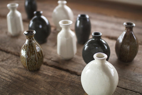Salt Glaze Faceted Bottle Vase