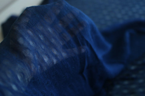 Silk–Cotton Scarf with Naturally Fermented Indigo Dye