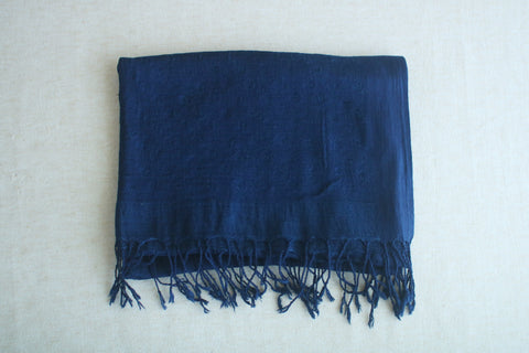 Silk–Cotton Scarf with Naturally Fermented Indigo Dye