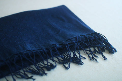 Silk–Cotton Scarf with Naturally Fermented Indigo Dye