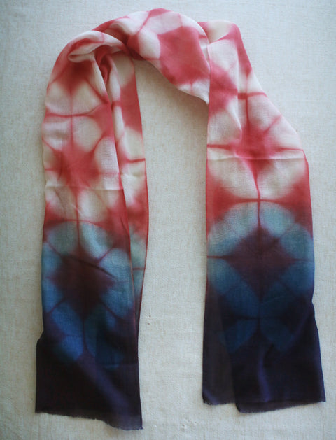Aizome & Madder Naturally Dyed Cotton Gauze Scarf {Kaleidoscope}