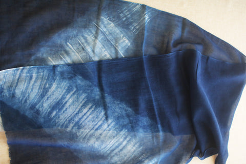 Aizome Natural Indigo Dyed Cotton Gauze Scarf {Contrail}