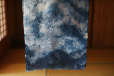 Aizome Natural Indigo Dyed Cotton Gauze Scarf {Cloud}