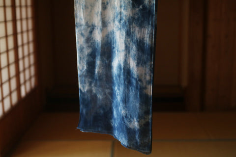 Aizome Natural Indigo Dyed Cotton Gauze Scarf {Cloud}