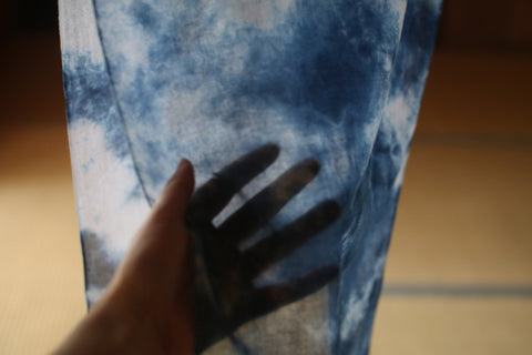 Aizome Natural Indigo Dyed Cotton Gauze Scarf {Cloud}