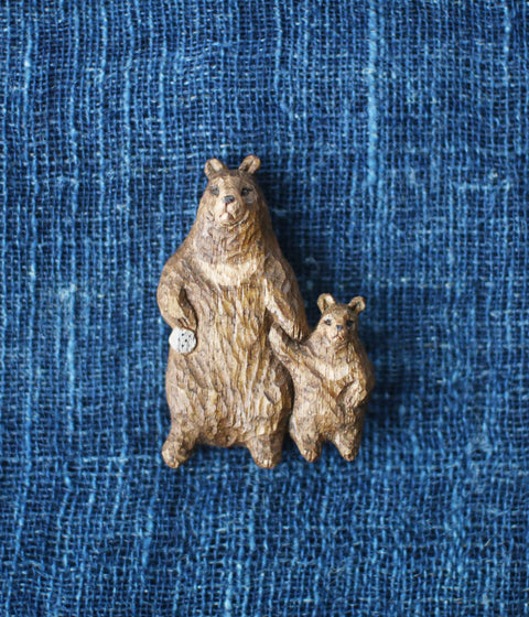 KIYATA Hand-Carved Bear Brooch