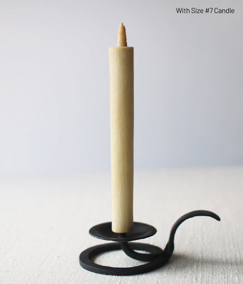 Hand-forged Iron Candle Holder with Round Handle (For candle size #7-10)