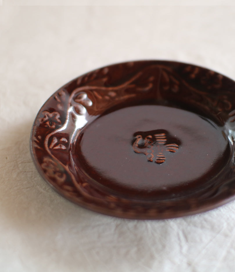Gunji Pottery Mini Plate {Bird & Flower}