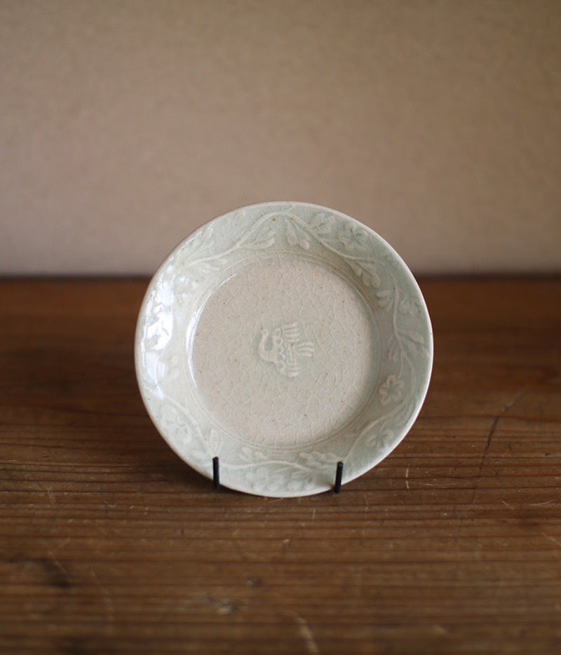 Gunji Pottery Bird & Flower Mini Plate {Ash}
