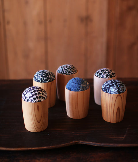 Japanese Cedar Cup Sashiko Pincushion