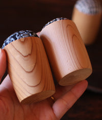 Japanese Cedar Cup Sashiko Pincushion