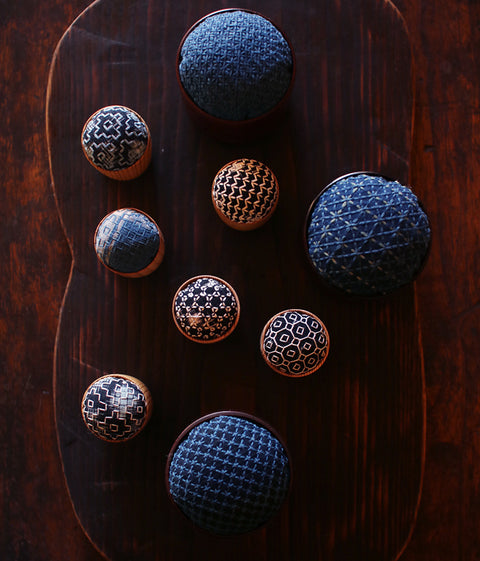 Japanese Cedar Cup Sashiko Pincushion