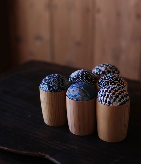 Japanese Cedar Cup Sashiko Pincushion