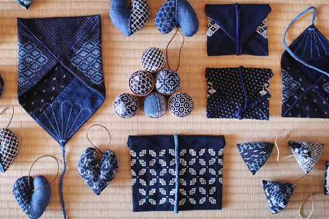 Japanese Cedar Cup Sashiko Pincushion