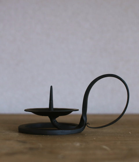Hand-forged Iron Candle Holder with Round Handle (For candle size #7-10)