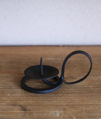 Hand-forged Iron Candle Holder with Round Handle (For candle size #7-10)