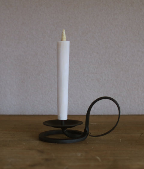 Hand-forged Iron Candle Holder with Round Handle (For candle size #7-10)